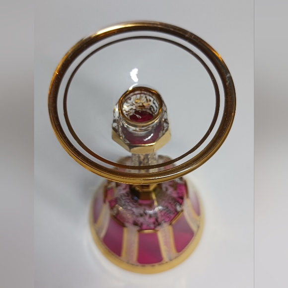 Vintage Moser Gilt Cranberry Panel Bohemian Cabochon Wine Glass 5.75" H - Picture 5 of 7